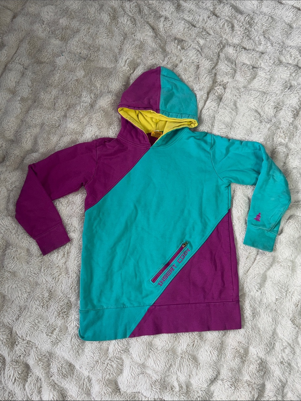 House of Hygge Hoodie Purple Green Size M